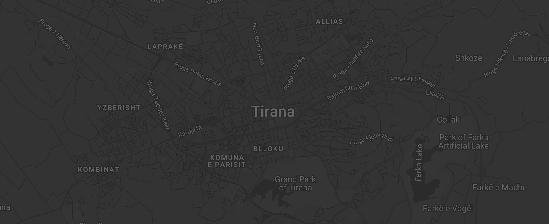 Map of Tirana, Albania