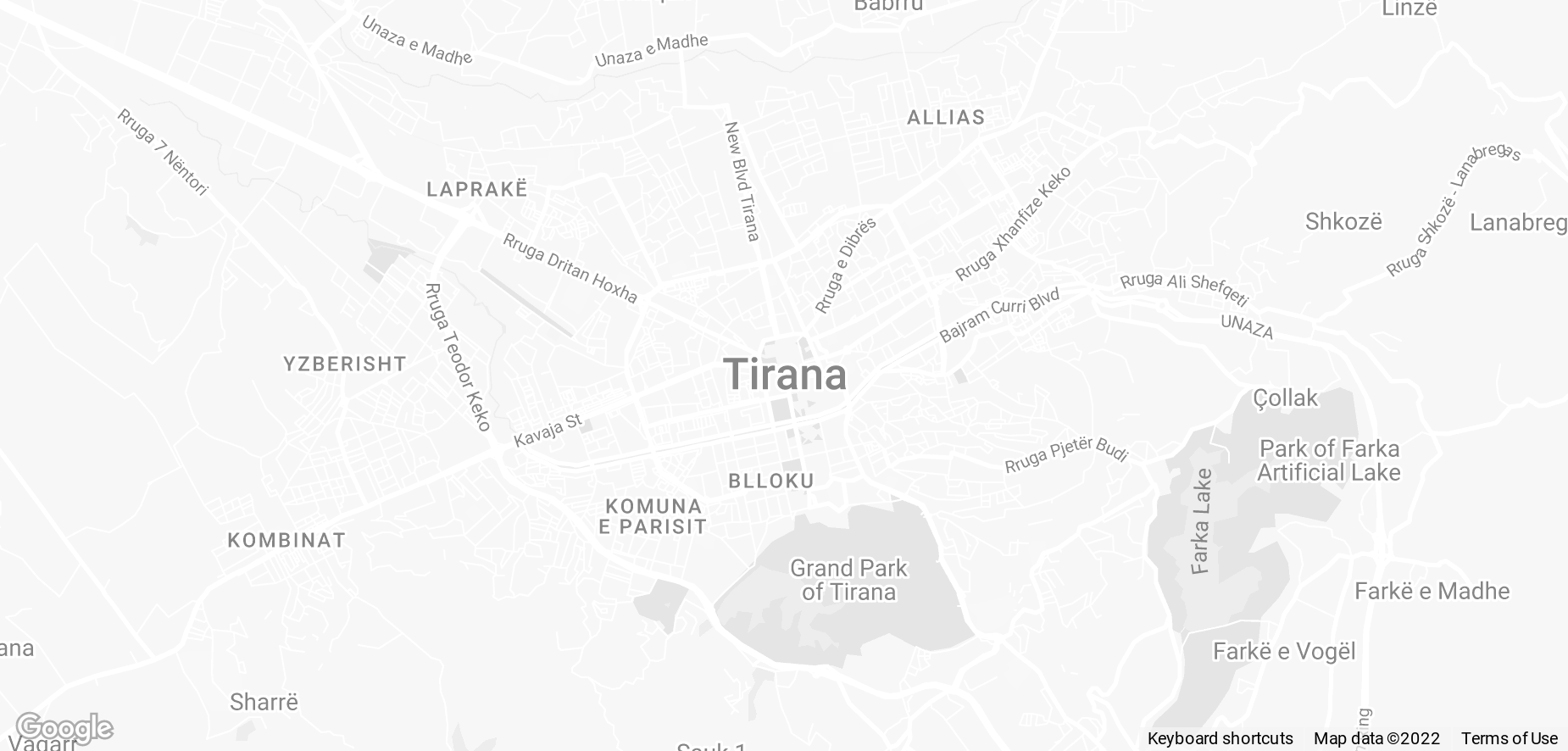 Map of Tirana, Albania