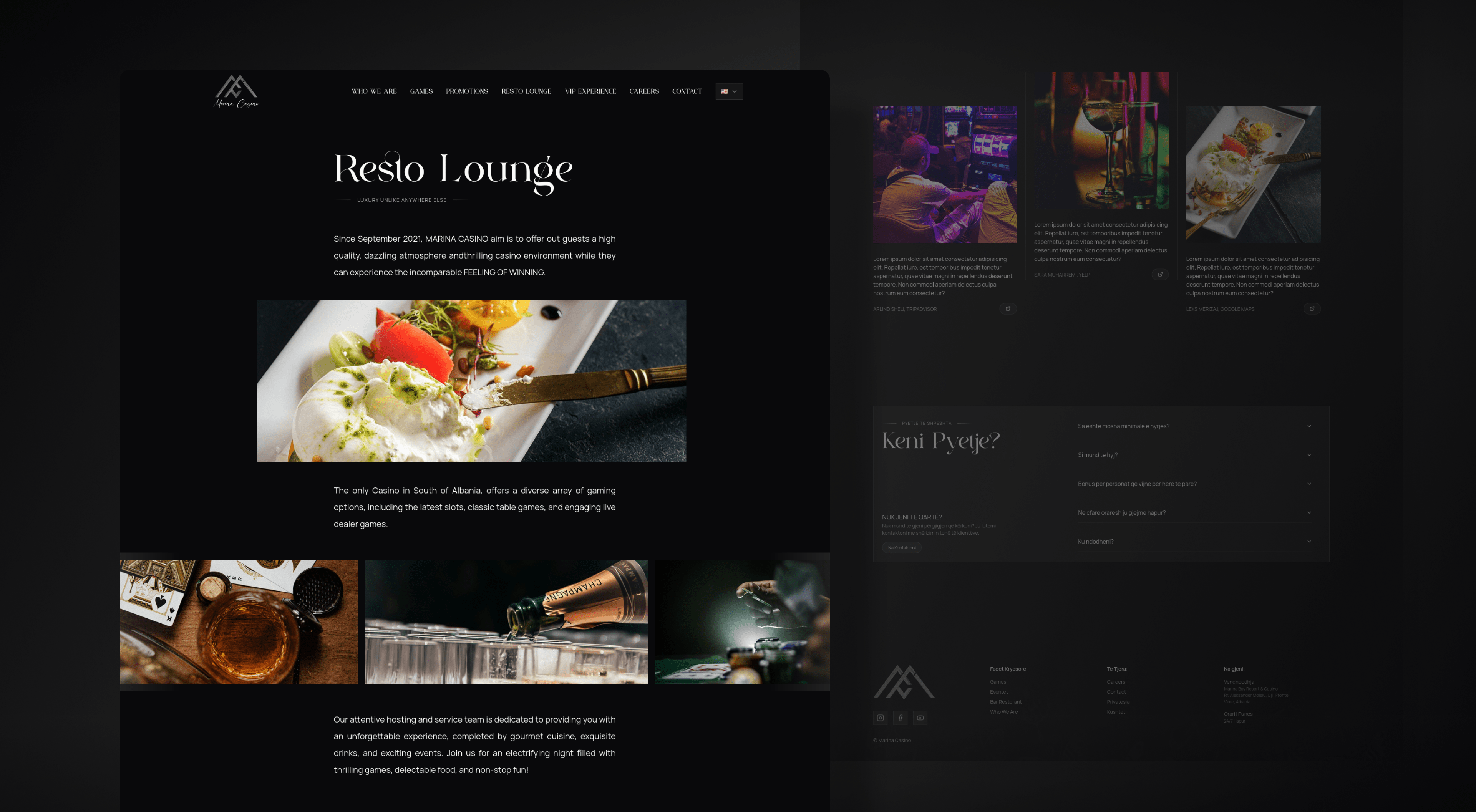 Resto Lounge Page - Dedicated website section for the restaurant