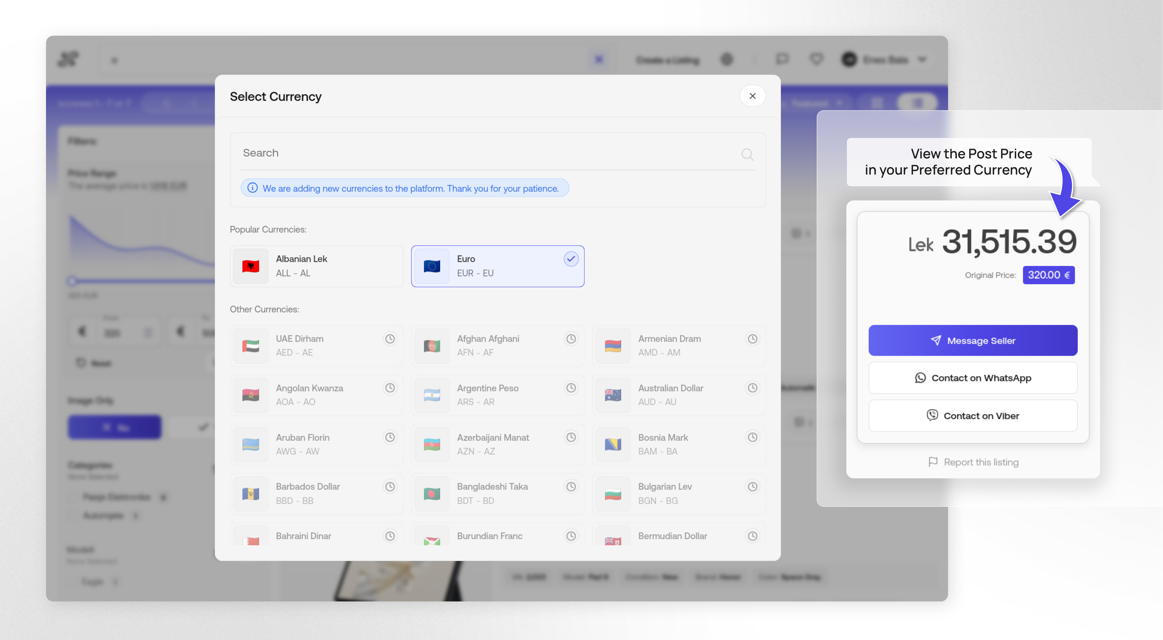 Currency Switcher - Built to allow users to select their preferred currency